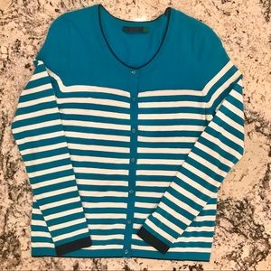 Ava teal striped cardigan